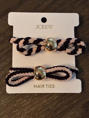 J. Crew  tan & black with gold hardware bow hair ties